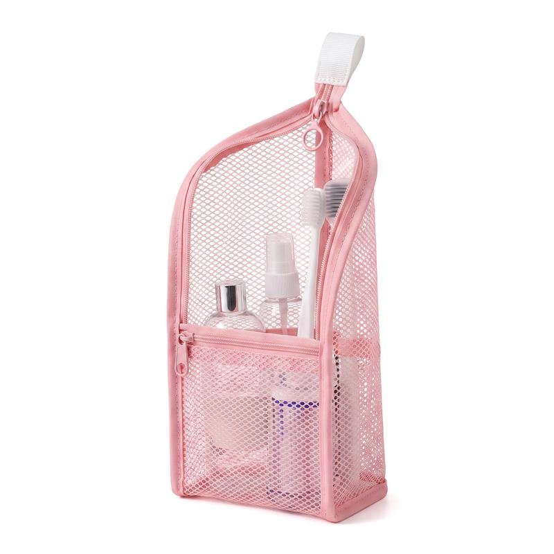 Mesh Zipper Toiletry Storage Pouch - Multi-Pocket Travel Cosmetic Organizer Bag for Bathroom Counter, Vacation Use