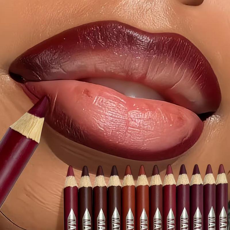 12Pcs Matte Lip Liner With Sharpener Set