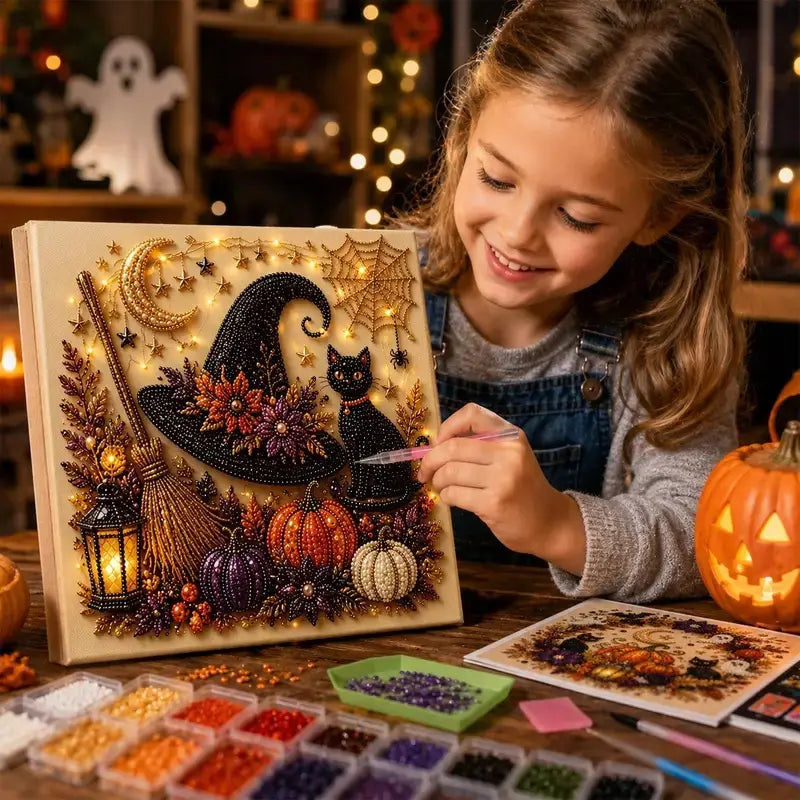 👻✨ Halloween Pearl Art DIY Kit – Turn Tiny Pearls into Spooky-Cute Magic