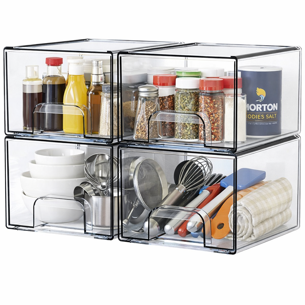 Stackable Clear Desktop Organizer Drawers
