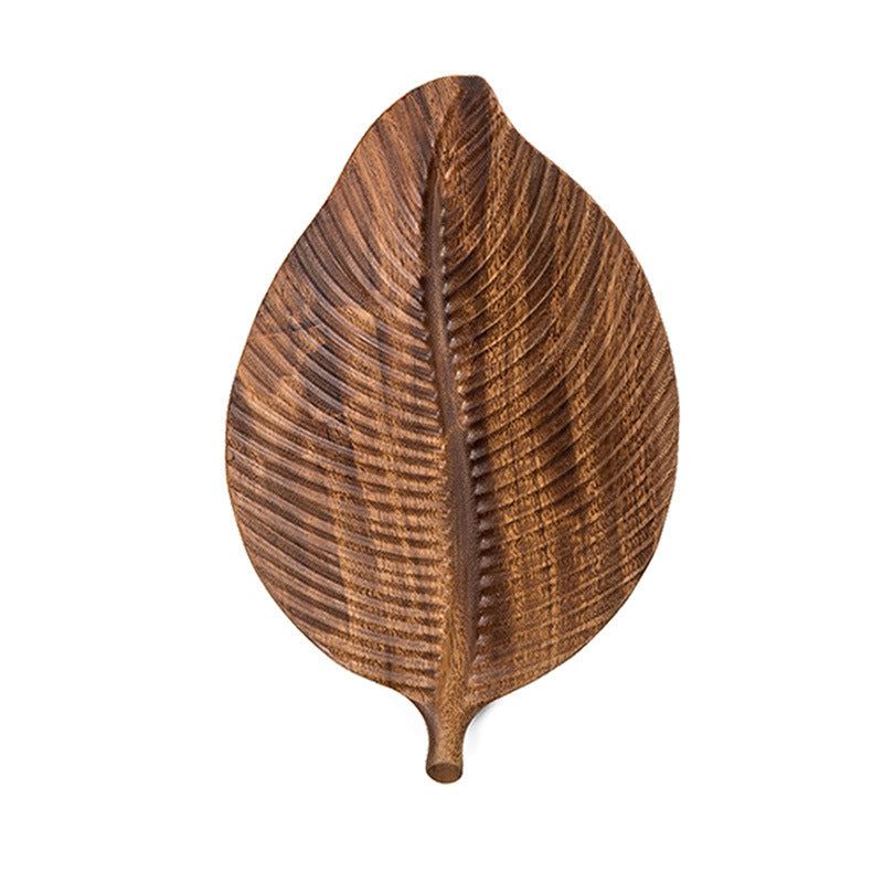 Hand-Carved Walnut & Oak Leaf Serving Platter