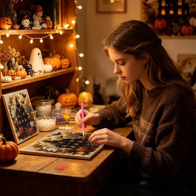 👻✨ Halloween Pearl Art DIY Kit – Turn Tiny Pearls into Spooky-Cute Magic