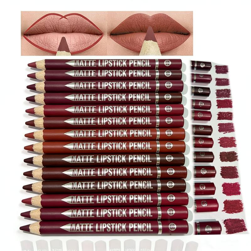 12Pcs Matte Lip Liner With Sharpener Set