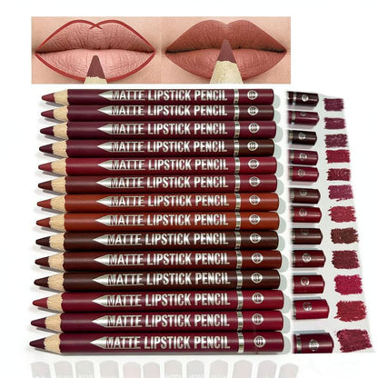 12Pcs Matte Lip Liner With Sharpener Set