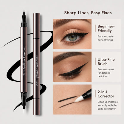 Ultra-Smooth Creamy Liquid Eyeliner | 2-in-1 Dual Tip | Weightless, Waterproof & 24H Long-Lasting