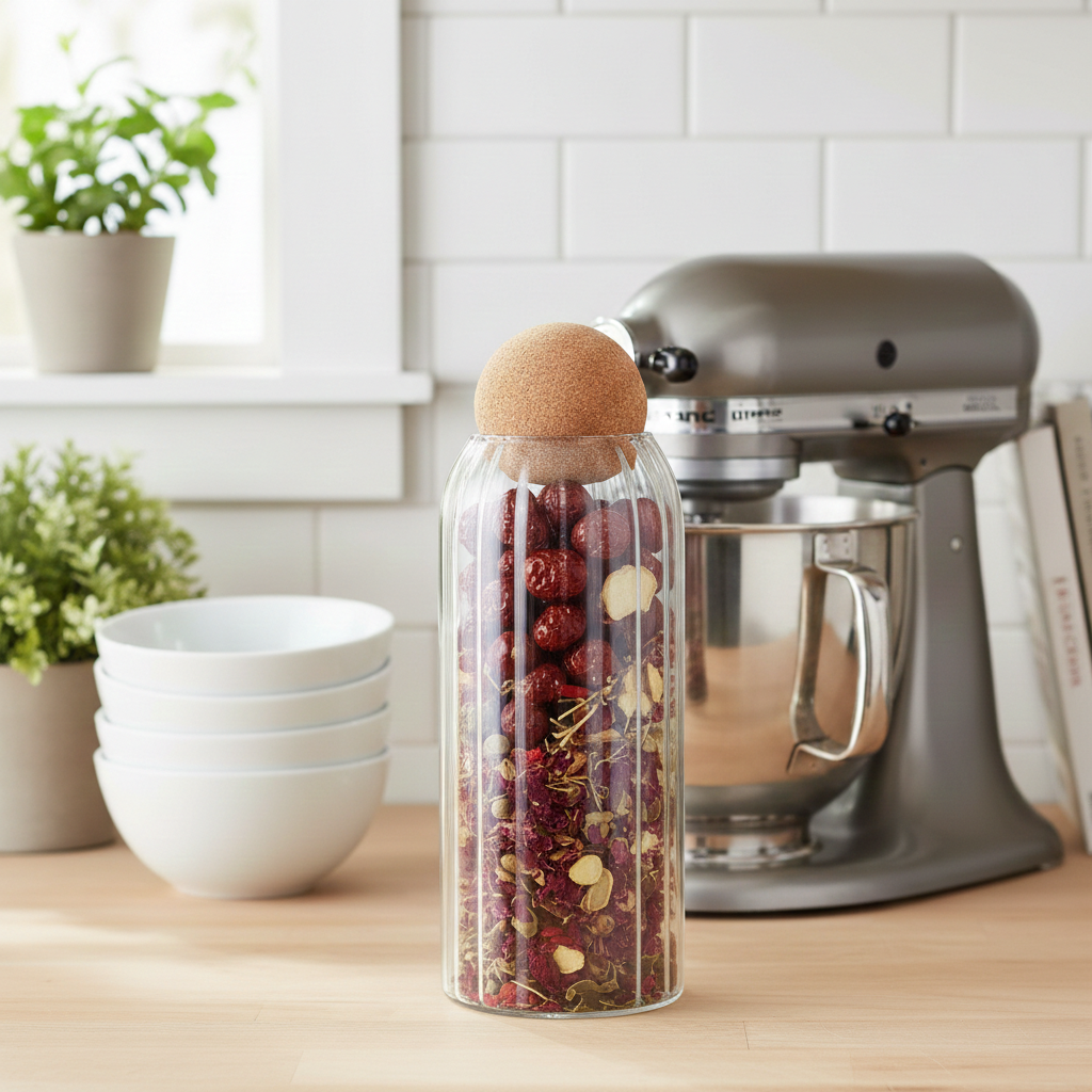 Minimalist Cork Ball Glass Jar