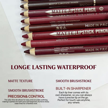 12Pcs Matte Lip Liner With Sharpener Set