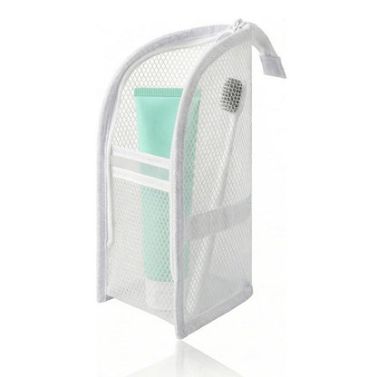 Mesh Zipper Toiletry Storage Pouch - Multi-Pocket Travel Cosmetic Organizer Bag for Bathroom Counter, Vacation Use