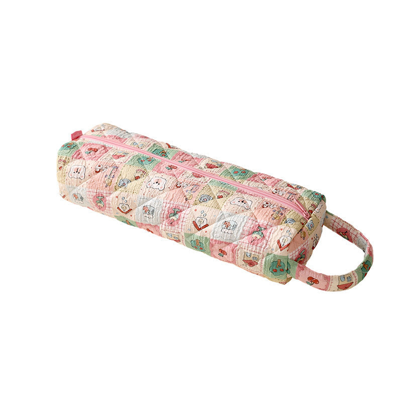 Quilted Multi‑Purpose Storage Bag, Portable Zipper Cosmetic Makeup Pouch with Handle 🧳