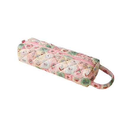 Quilted Multi‑Purpose Storage Bag, Portable Zipper Cosmetic Makeup Pouch with Handle 🧳