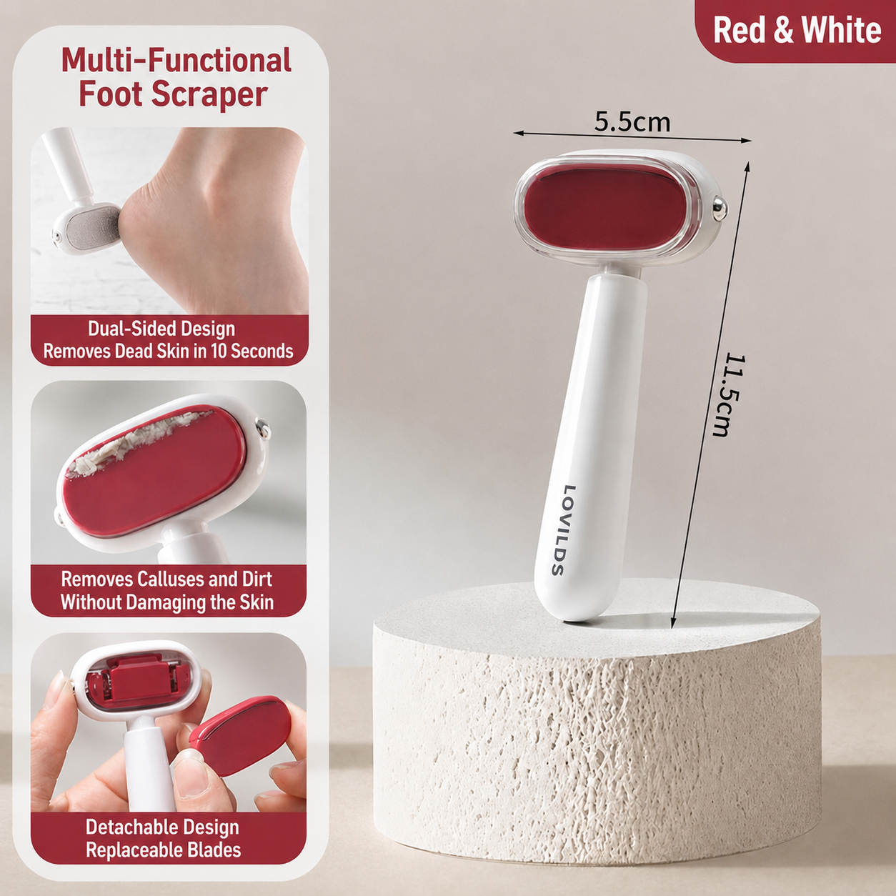 LOVILDS Dual‑Sided Foot Callus Remover