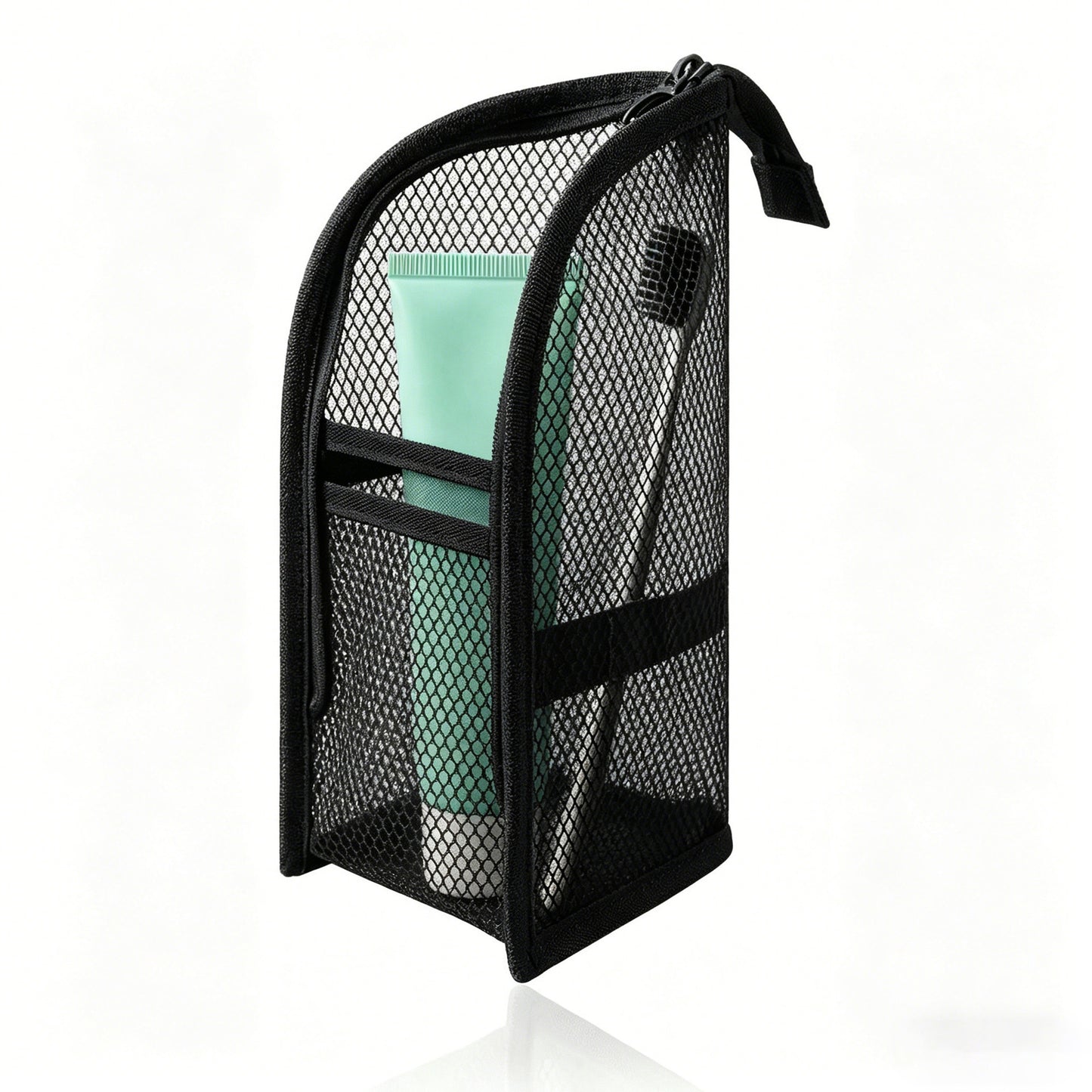 Mesh Zipper Toiletry Storage Pouch - Multi-Pocket Travel Cosmetic Organizer Bag for Bathroom Counter, Vacation Use