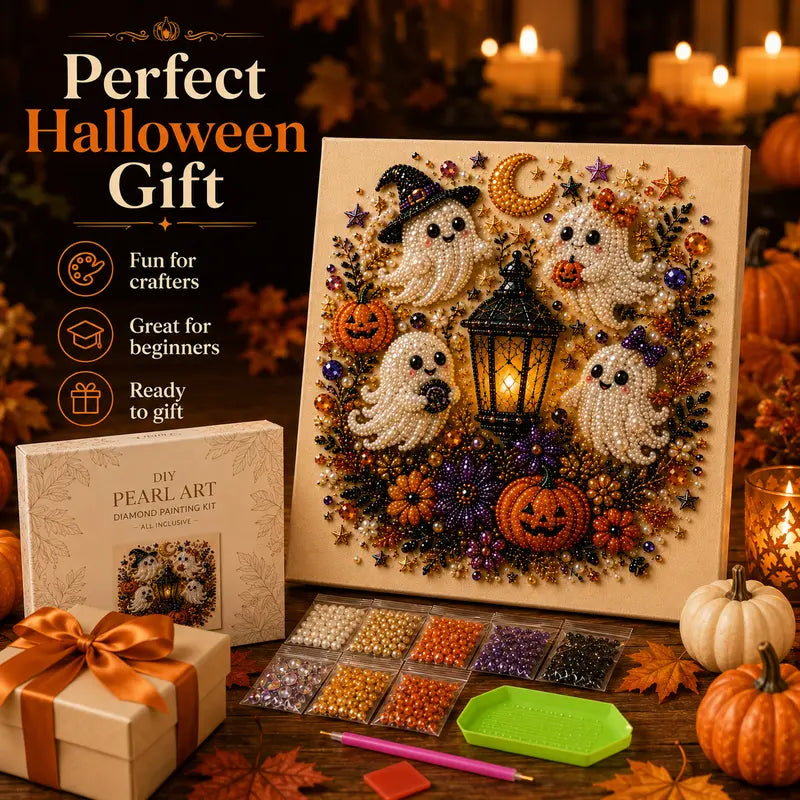 👻✨ Halloween Pearl Art DIY Kit – Turn Tiny Pearls into Spooky-Cute Magic