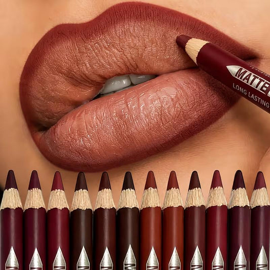 12Pcs Matte Lip Liner With Sharpener Set