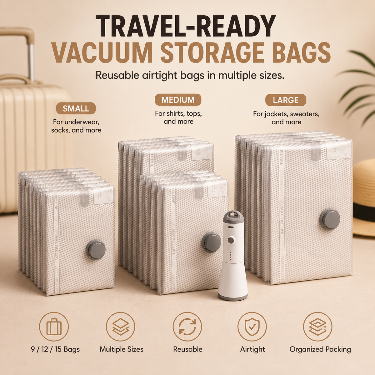 Compression Storage Vacuum Pump PRO Travel Set