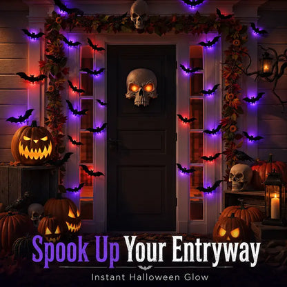 🦇3D Bat Light LED Decorations, 12pcs/24pcs Halloween Spooky Ornaments