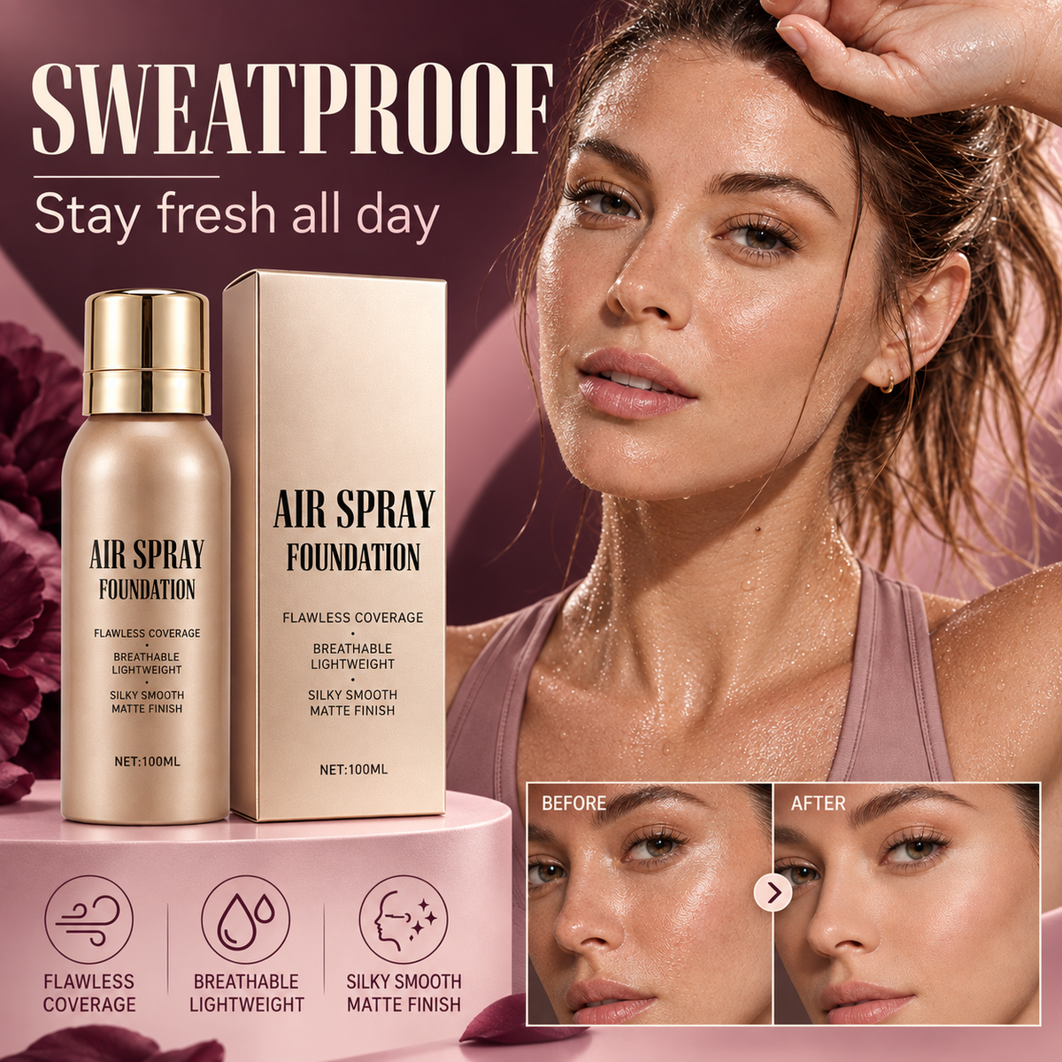 Air Spray Foundation – flawless full coverage, waterproof & sweatproof