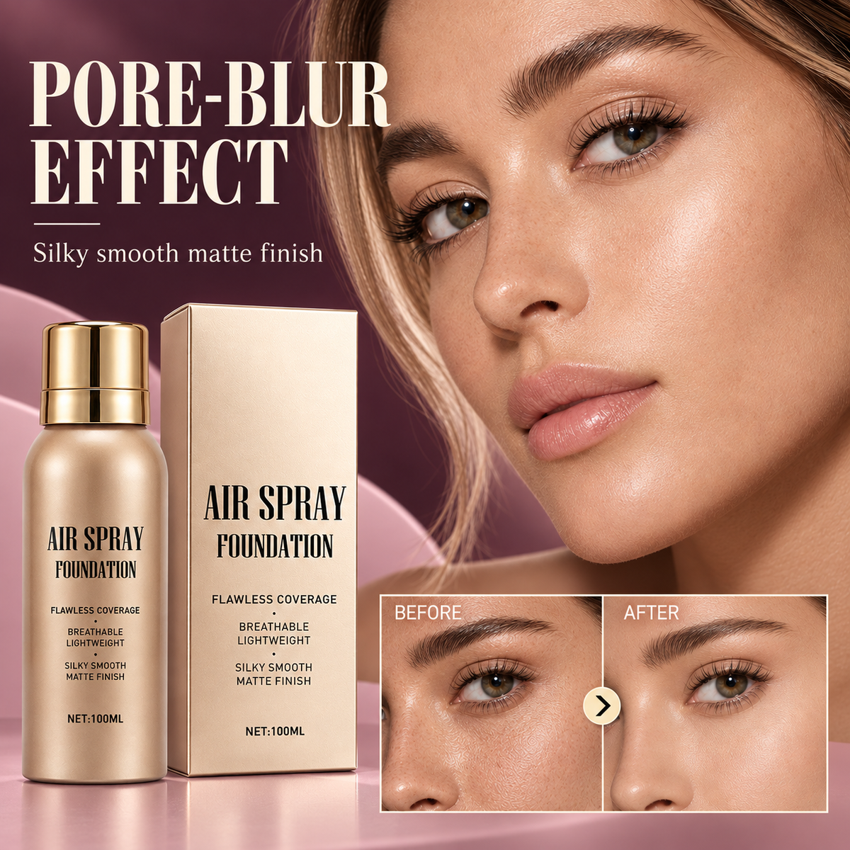 Air Spray Foundation – flawless full coverage, waterproof & sweatproof