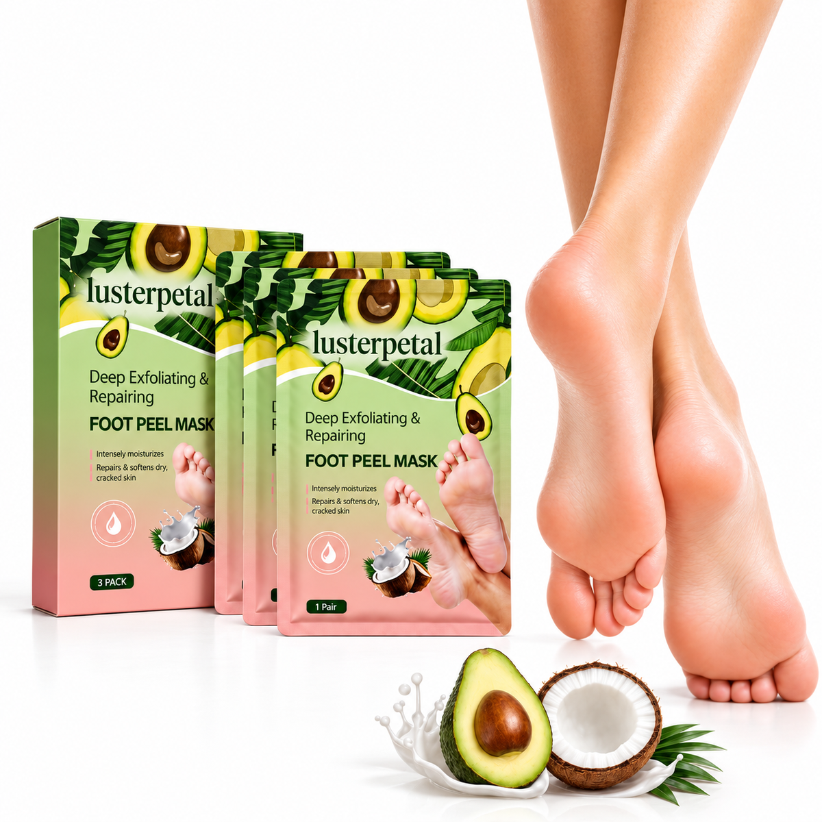 lusterpetal Foot Peeling Mask | 3 Pairs